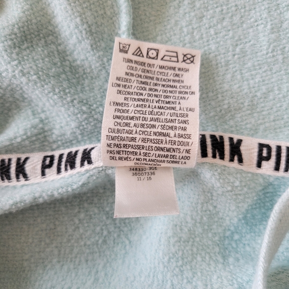 PINK Victoria's Secret 1/4 Zip Pull Over Hoodie S EUC Mint Vintage - Picture 15 of 15